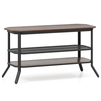 3-Tier Console Table TV Stand, Rustic Brown Console Tables at Gallery Canada