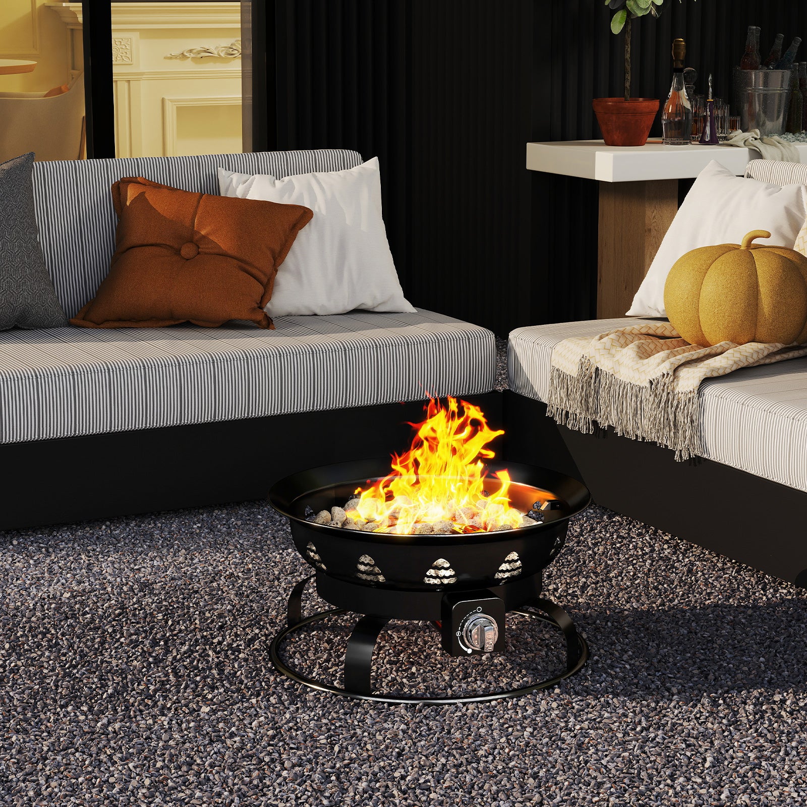 21 Inch Diameter Propane Gas Fire Pit Patio Portable Fire Bowl, Black Fire Pits at Gallery Canada