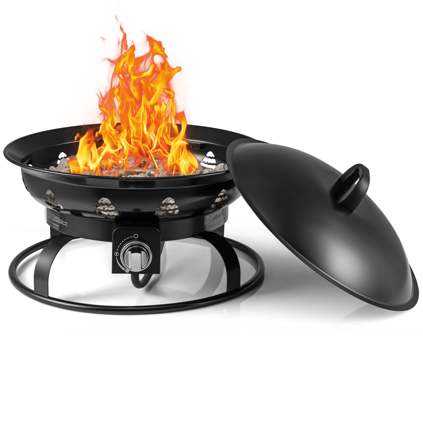 21 Inch Diameter Propane Gas Fire Pit Patio Portable Fire Bowl, Black Fire Pits Black at Gallery Canada