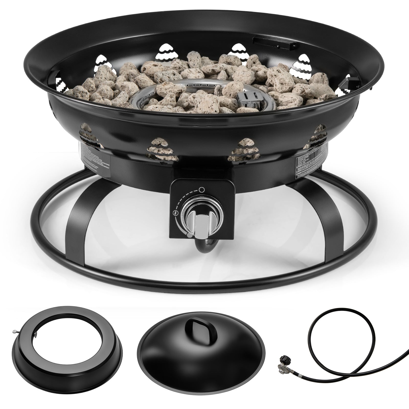 21 Inch Diameter Propane Gas Fire Pit Patio Portable Fire Bowl, Black Fire Pits at Gallery Canada