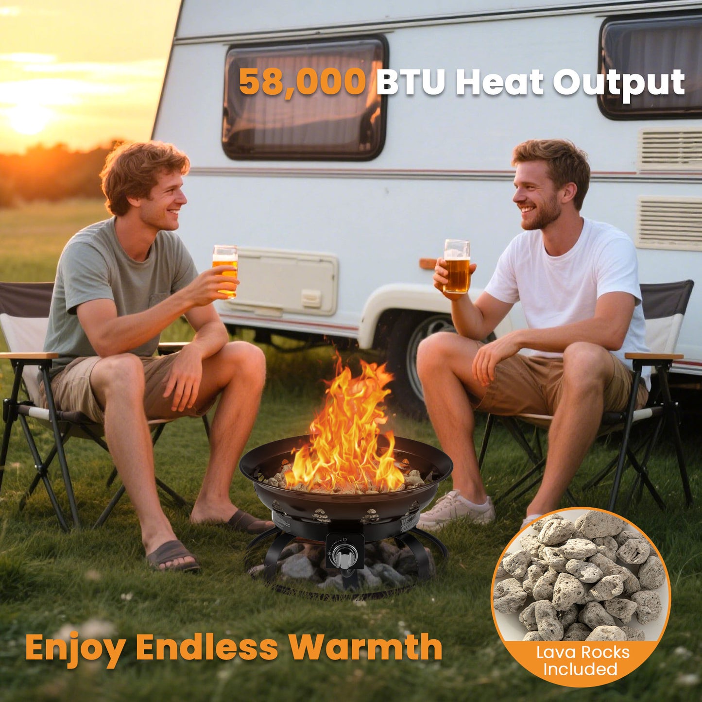 21 Inch Diameter Propane Gas Fire Pit Patio Portable Fire Bowl, Black Fire Pits at Gallery Canada