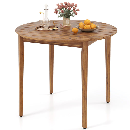 36 Inch Acacia Wood Round Outdoor Dining Table, For 4 People, Natural Patio Dining Tables Natural at Gallery Canada