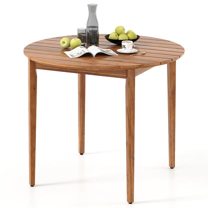 36 inch Acacia Wood Round Outdoor Dining Table for 4 People, Natural Patio Dining Tables at Gallery Canada