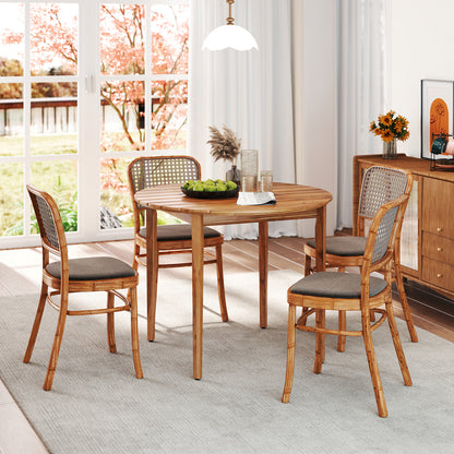 36 inch Acacia Wood Round Outdoor Dining Table for 4 People, Natural Patio Dining Tables at Gallery Canada