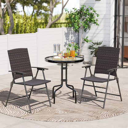 Patio PE Wicker Dining Chairs With Armrests, Metal Frame, Set Of 2 Patio Dining Chairs at Gallery Canada