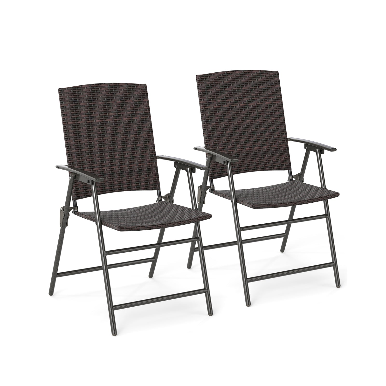 Patio PE Wicker Dining Chairs With Armrests, Metal Frame, Set Of 2 Patio Dining Chairs at Gallery Canada