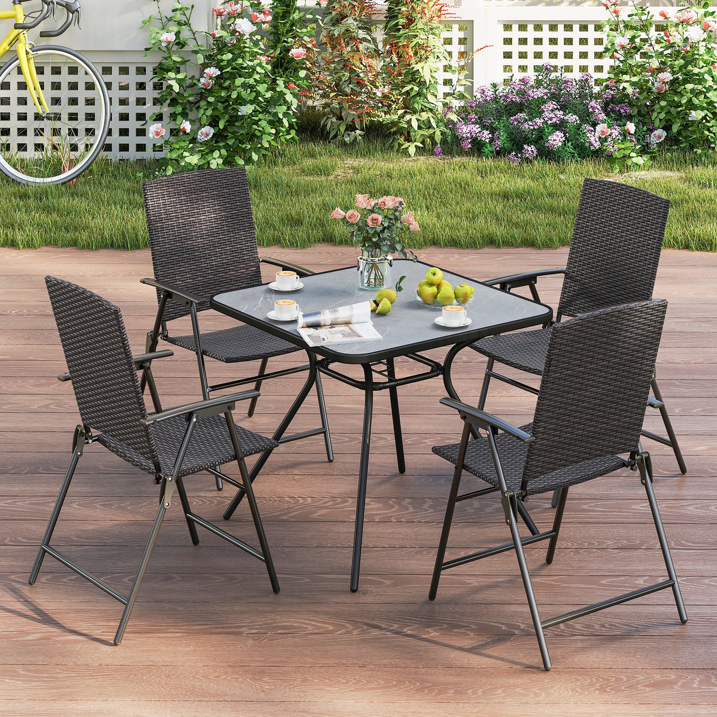 Patio PE Wicker Dining Chairs With Armrests, Metal Frame, Set Of 2 Patio Dining Chairs at Gallery Canada
