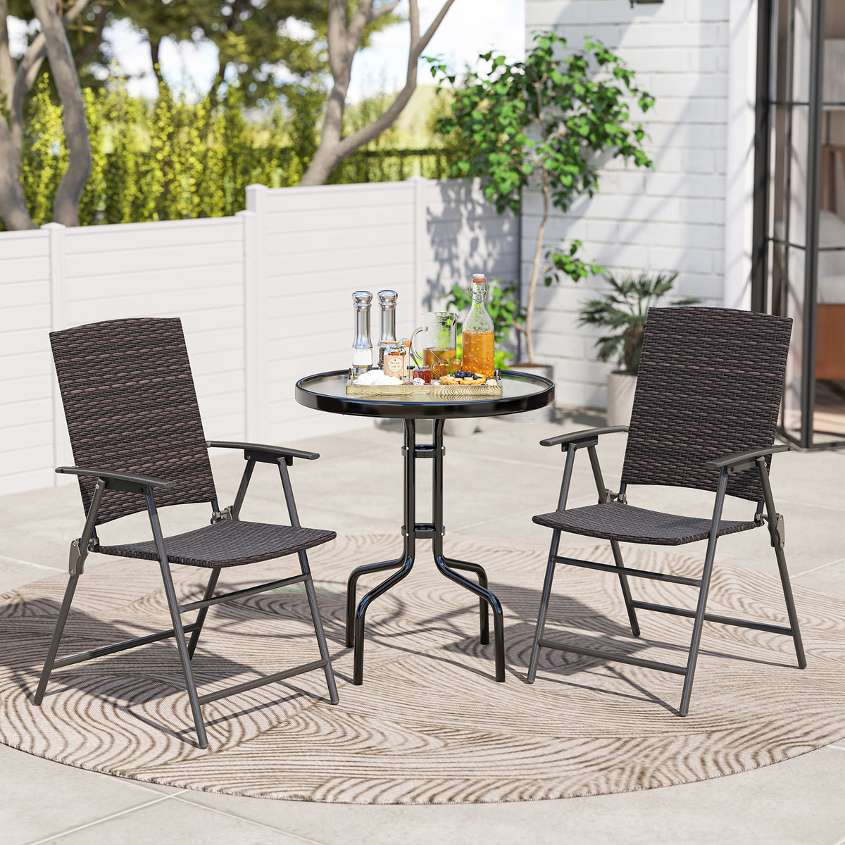 Patio Wicker Dining Chairs, Set of 4, Armrests, Metal Frame Patio Dining Chairs at Gallery Canada