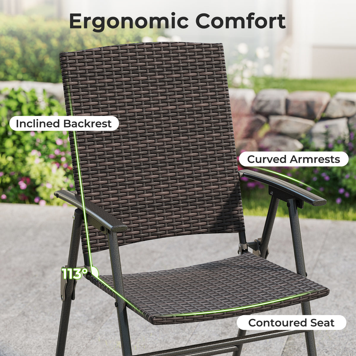 Patio Wicker Dining Chairs, Set of 4, Armrests, Metal Frame Patio Dining Chairs at Gallery Canada