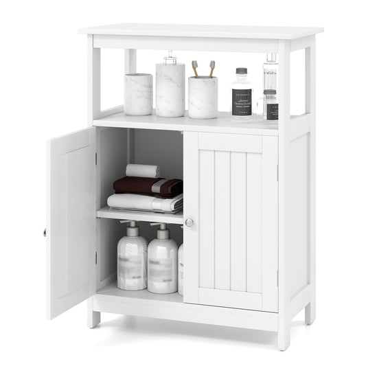 Freestanding Bathroom Floor Cabinet, Open Compartment Storage, White Floor Cabinets White at Gallery Canada