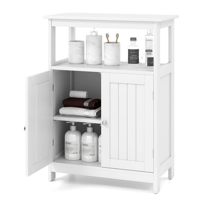 Freestanding Bathroom Floor Cabinet, Open Compartment Storage, White Floor Cabinets White at Gallery Canada