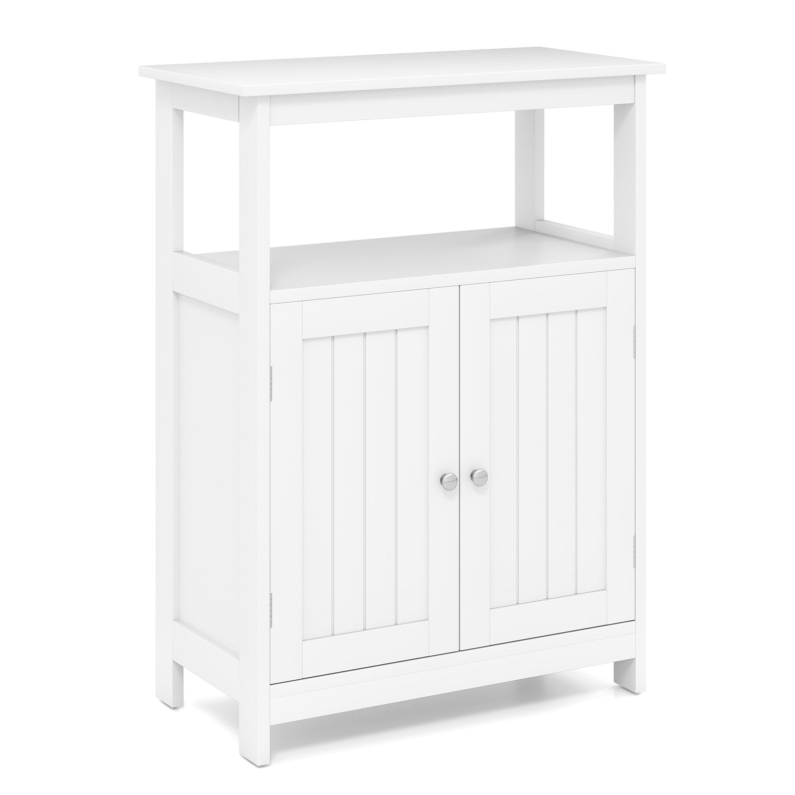 Bathroom Floor Cabinet Freestanding Storage Organizer with Open Compartment, White Floor Cabinets at Gallery Canada