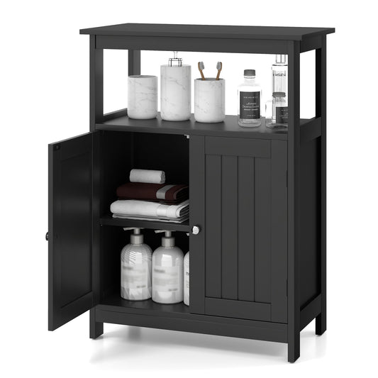 Freestanding Bathroom Floor Cabinet, Storage Organizer, Black