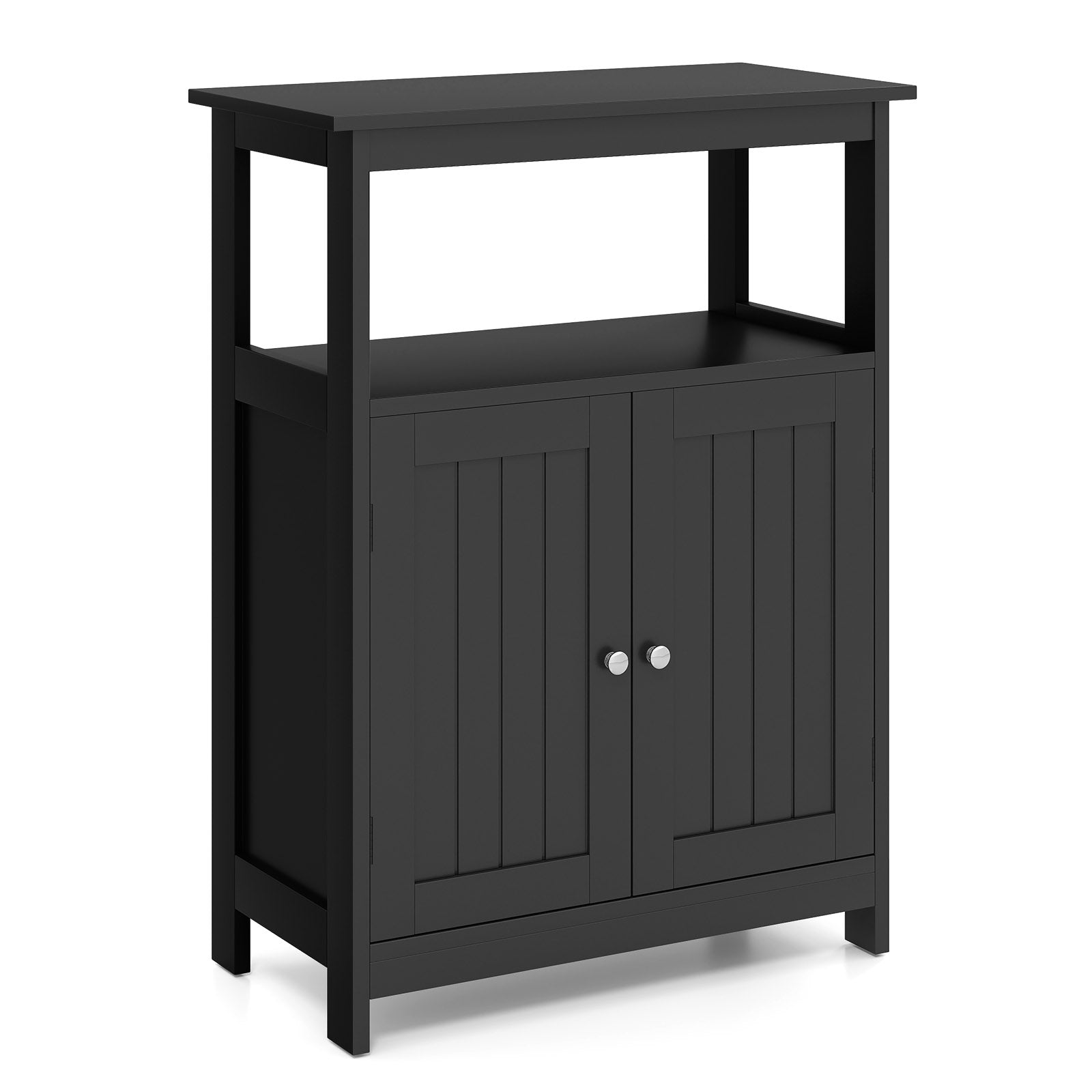 Bathroom Floor Cabinet Freestanding Storage Organizer with Open Compartment, Black Floor Cabinets at Gallery Canada