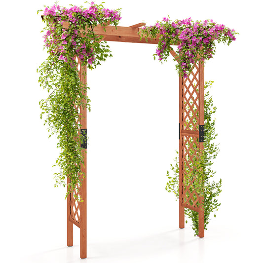 7 Feet Wooden Garden Arbor Arch Pergola, Natural