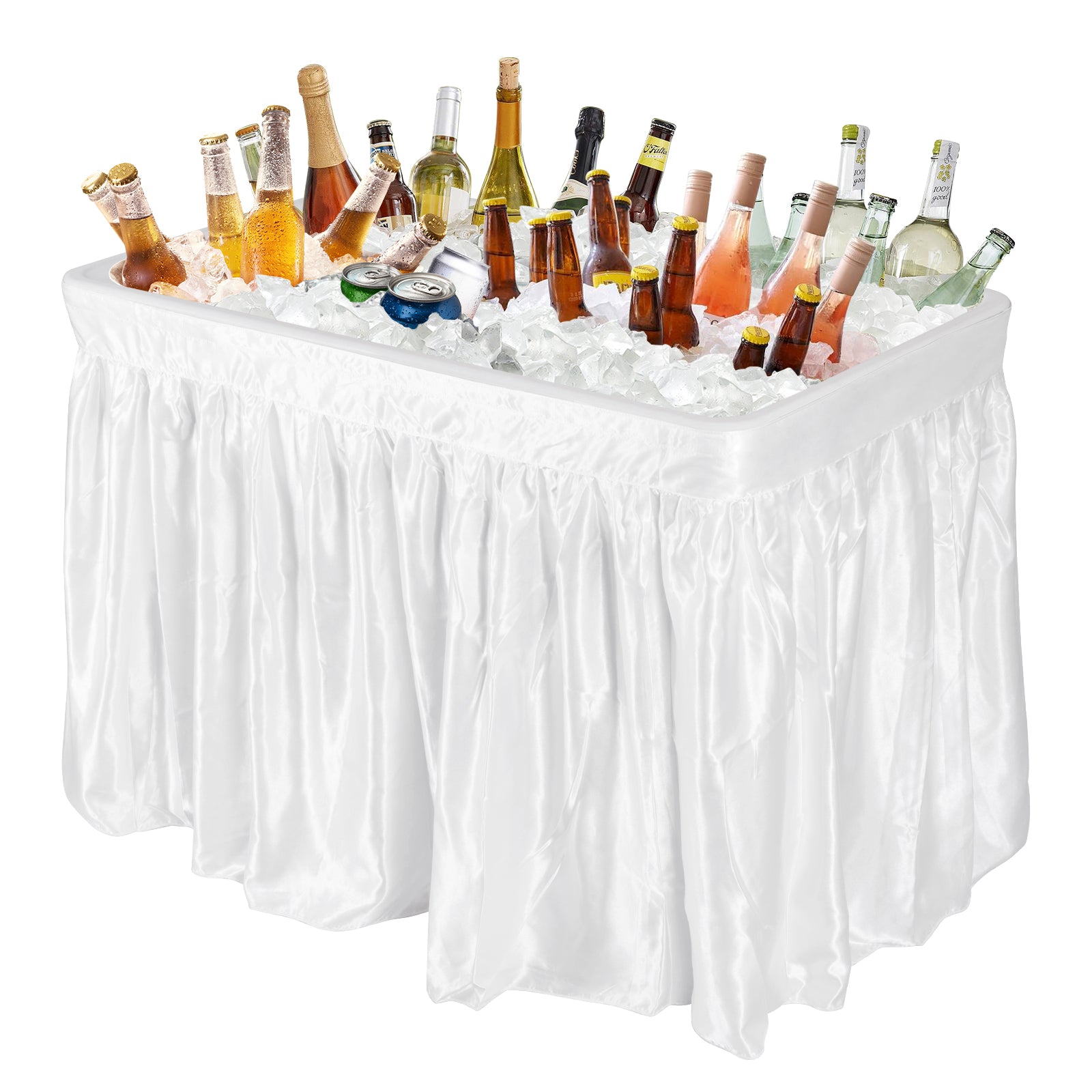 4 Feet Plastic Party Ice Folding Table with Matching Skirt and Ice Bucket, White Camping Furniture at Gallery Canada
