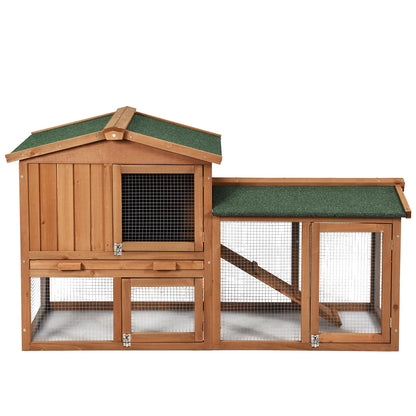 58 Inch Weatherproof Wooden Rabbit Hutch, Natural Rabbit Hutches at Gallery Canada