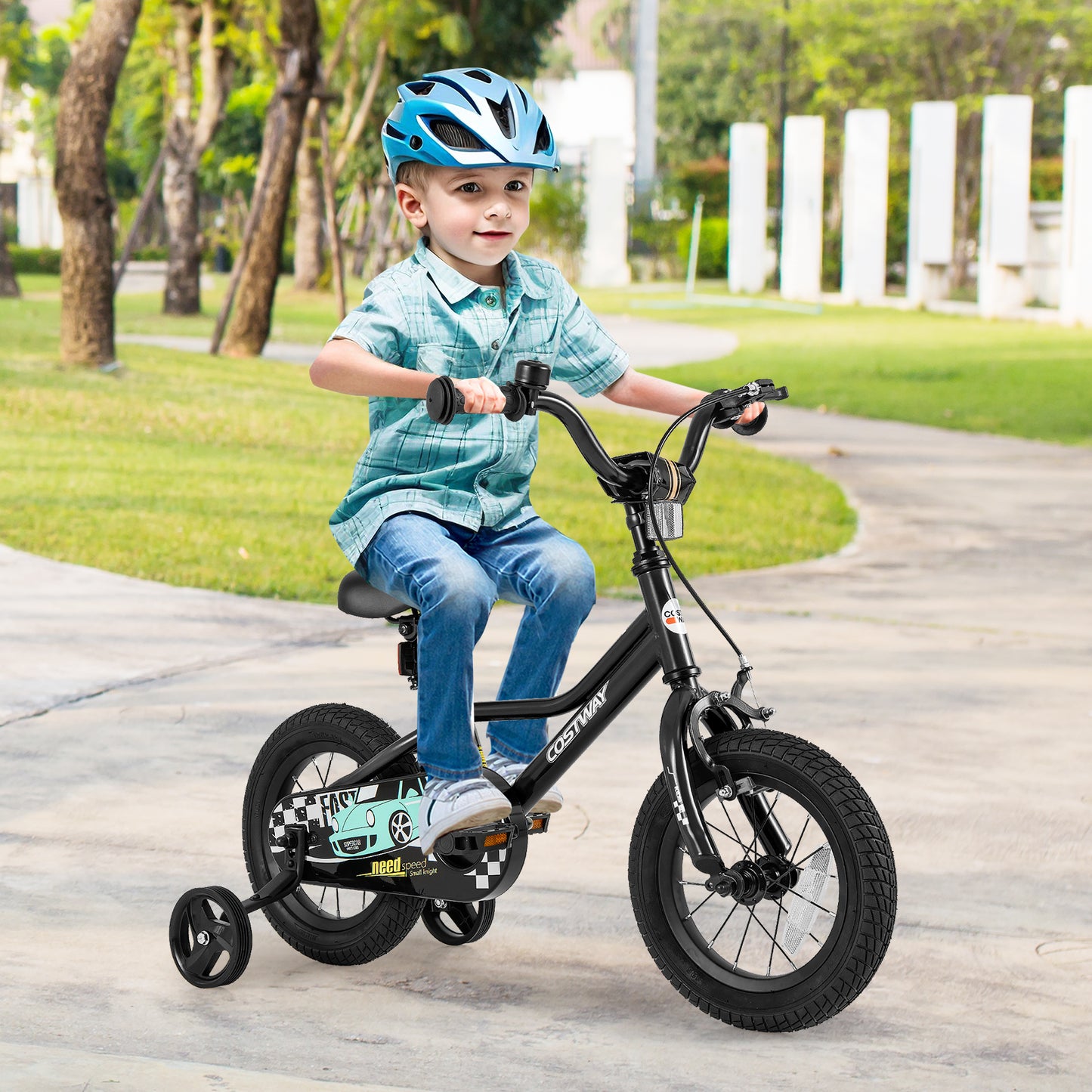 12 Inch Kids Bike Adjustable for 3-4 Years Old with Low-Step Frame, Black Kids Bike at Gallery Canada