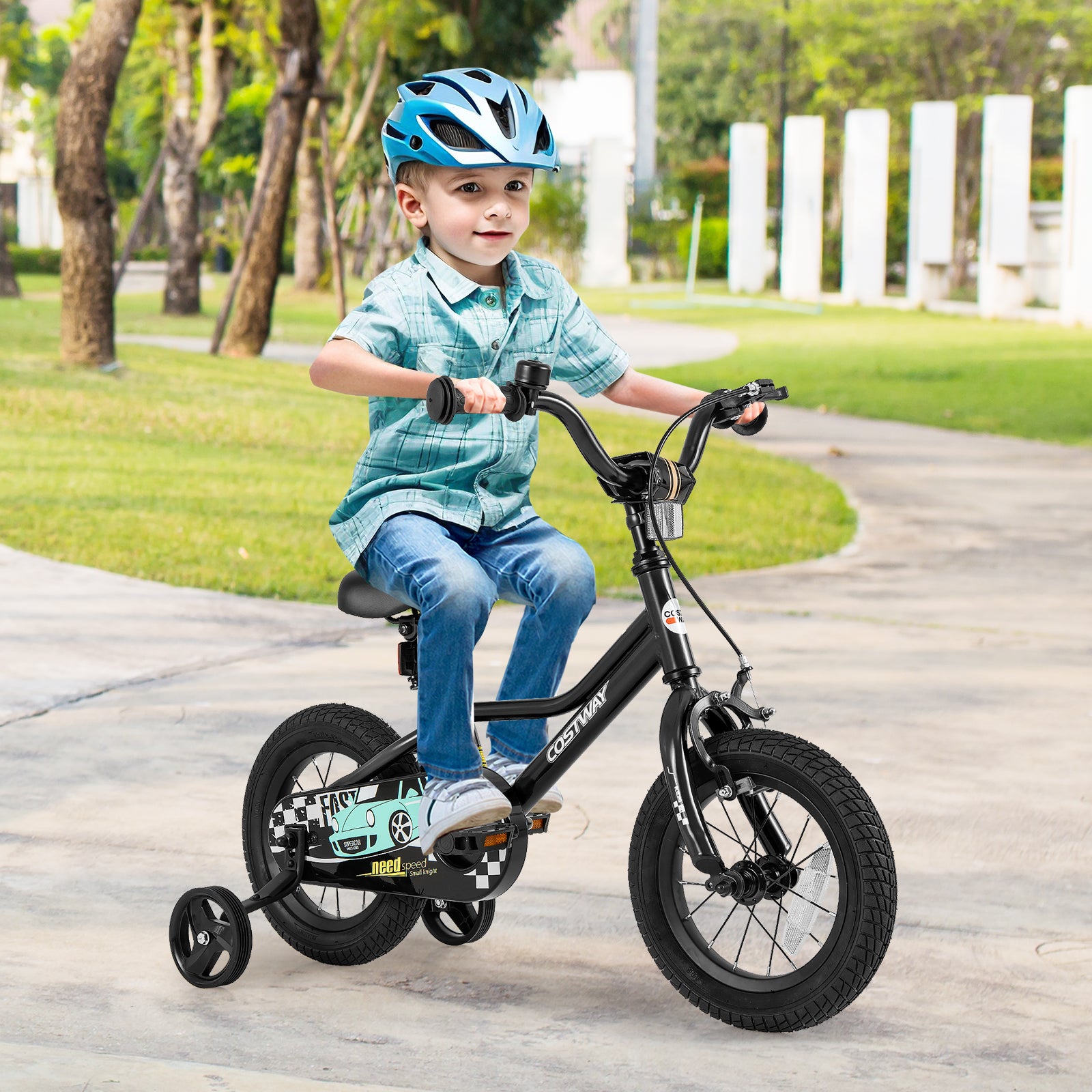 12 Inch Kids Bike Adjustable for 3-4 Years Old with Low-Step Frame, Black Kids Bike at Gallery Canada