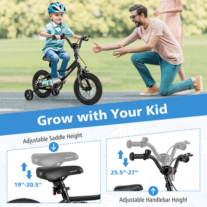 12 Inch Kids Bike Adjustable for 3-4 Years Old with Low-Step Frame, Black Kids Bike at Gallery Canada