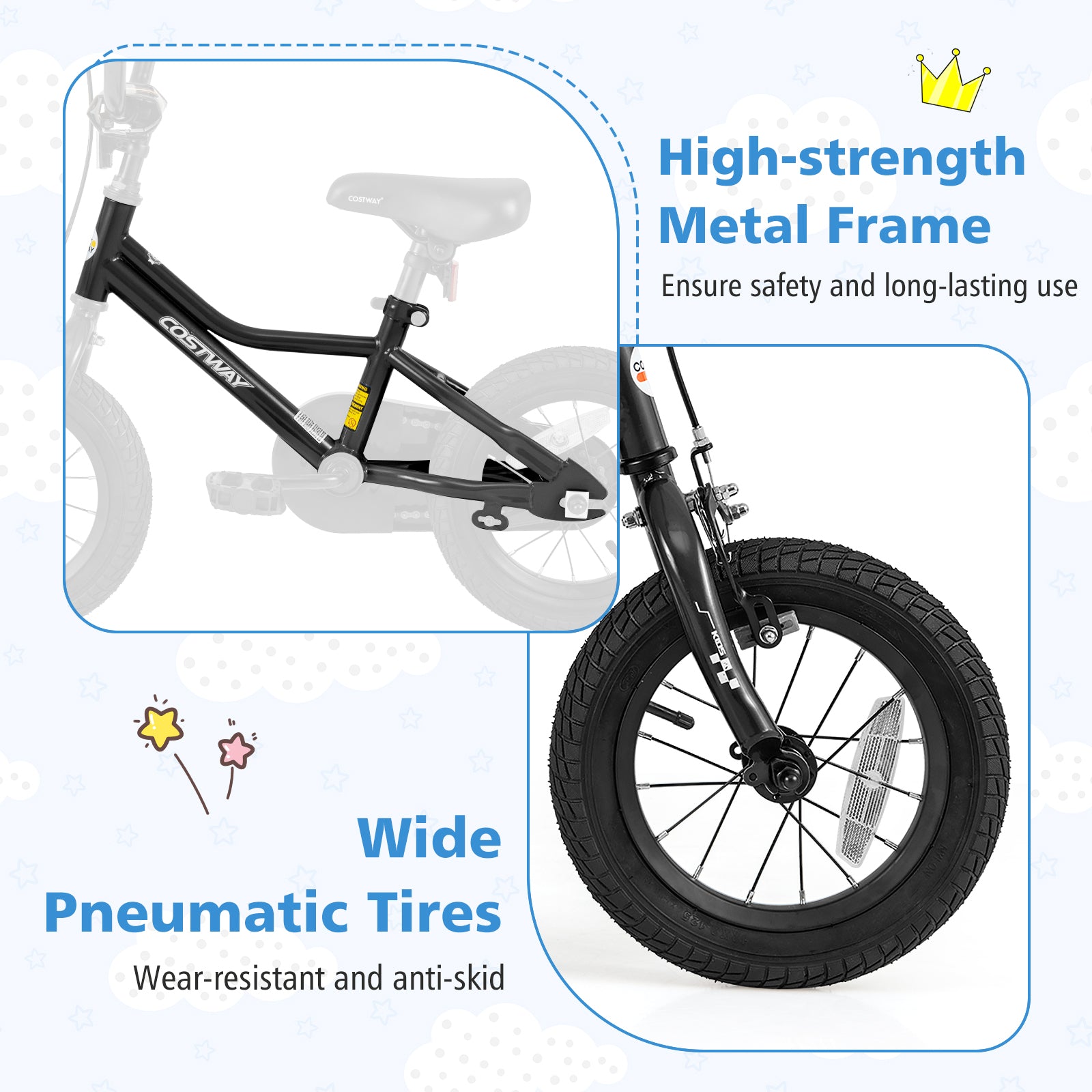 12 Inch Kids Bike Adjustable for 3-4 Years Old with Low-Step Frame, Black Kids Bike at Gallery Canada