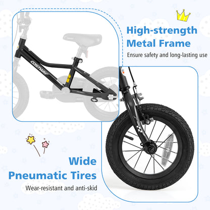 12 Inch Kids Bike Adjustable for 3-4 Years Old with Low-Step Frame, Black Kids Bike at Gallery Canada