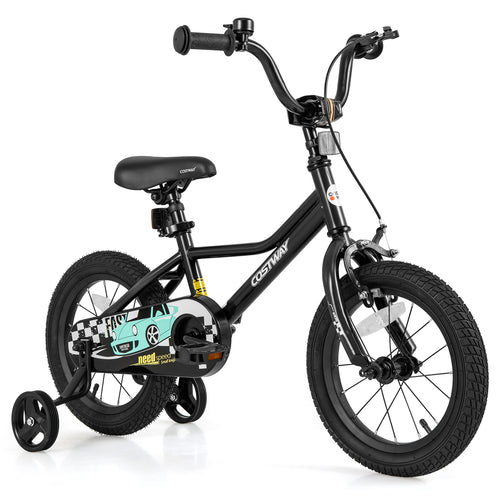 14 Inch Kids Bike Adjustable for 3-5 Years Old with Low-Step Frame, Black