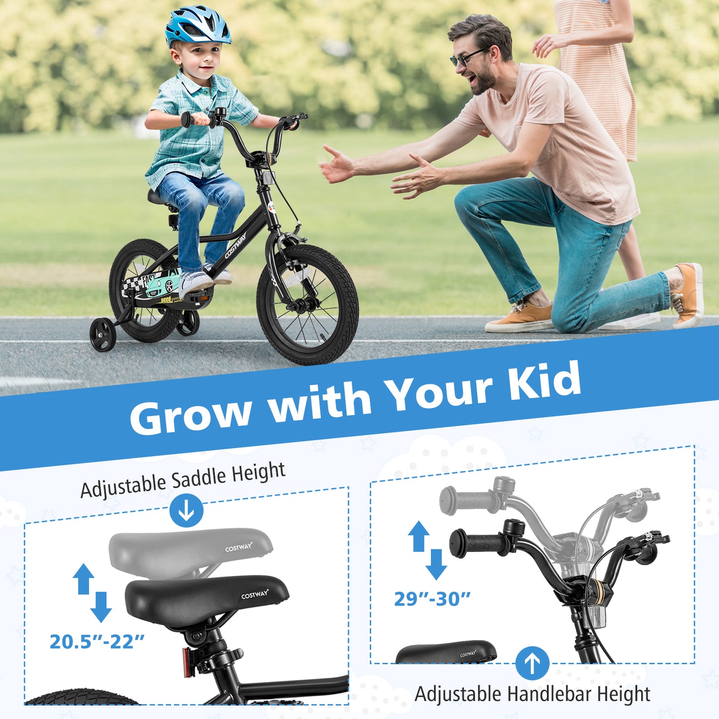 14 Inch Kids Bike Adjustable for 3-5 Years Old with Low-Step Frame, Black Kids Bike at Gallery Canada