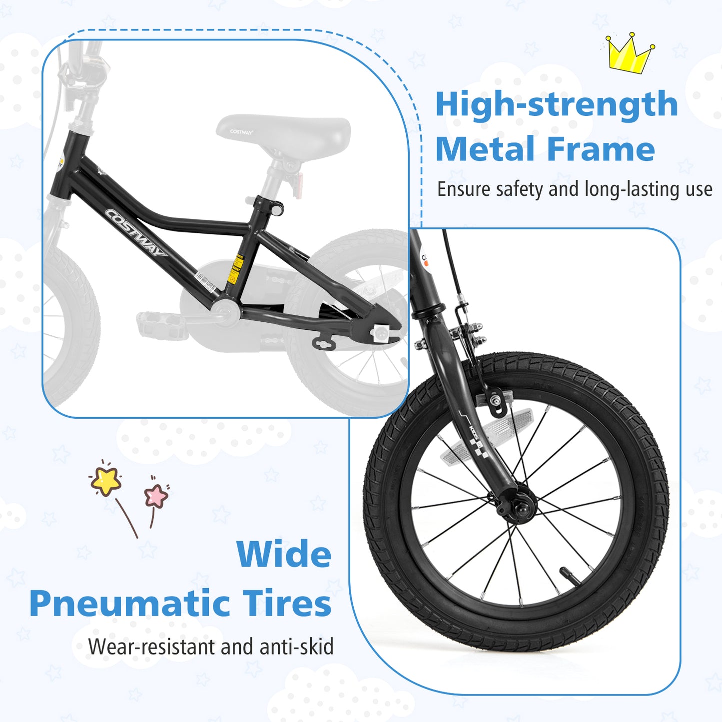 14 Inch Kids Bike Adjustable for 3-5 Years Old with Low-Step Frame, Black Kids Bike at Gallery Canada