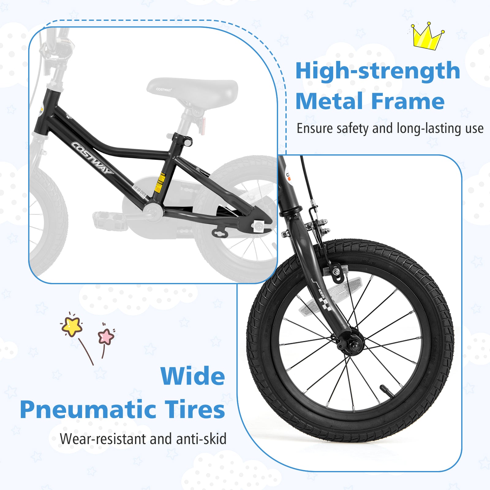 14 Inch Kids Bike Adjustable for 3-5 Years Old with Low-Step Frame, Black Kids Bike at Gallery Canada