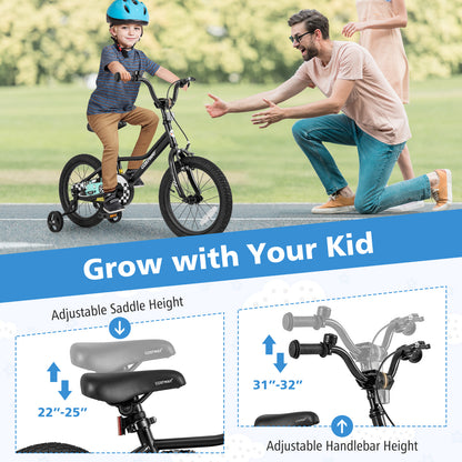 16 Inch Kids Bike Adjustable for 4-7 Years Old with Low-Step Frame, Black Kids Bike at Gallery Canada