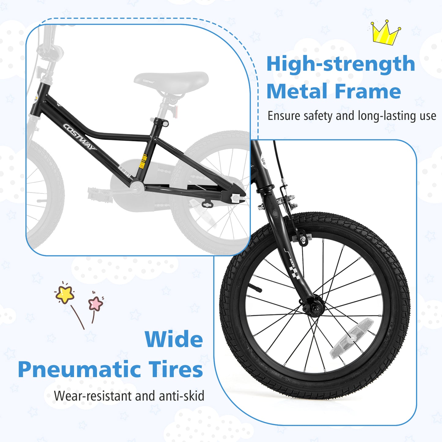 16 Inch Kids Bike Adjustable for 4-7 Years Old with Low-Step Frame, Black Kids Bike at Gallery Canada