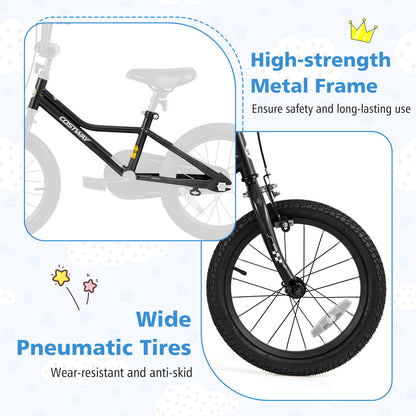 16 Inch Kids Bike Adjustable for 4-7 Years Old with Low-Step Frame, Black Kids Bike at Gallery Canada