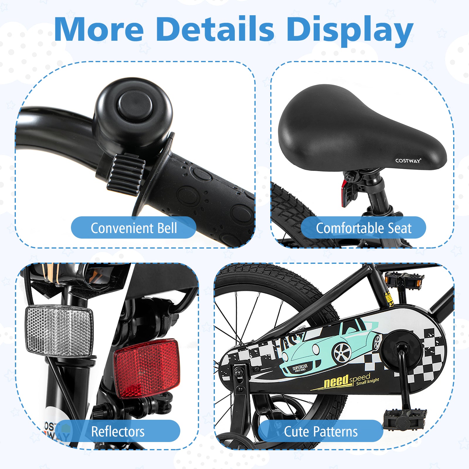 16 Inch Kids Bike Adjustable for 4-7 Years Old with Low-Step Frame, Black Kids Bike at Gallery Canada