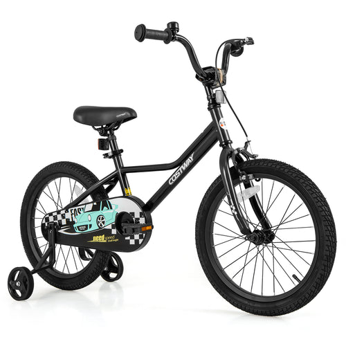 18 Inch Kids Bike, Adjustable 4-8 Years, Low-Step Frame, Black