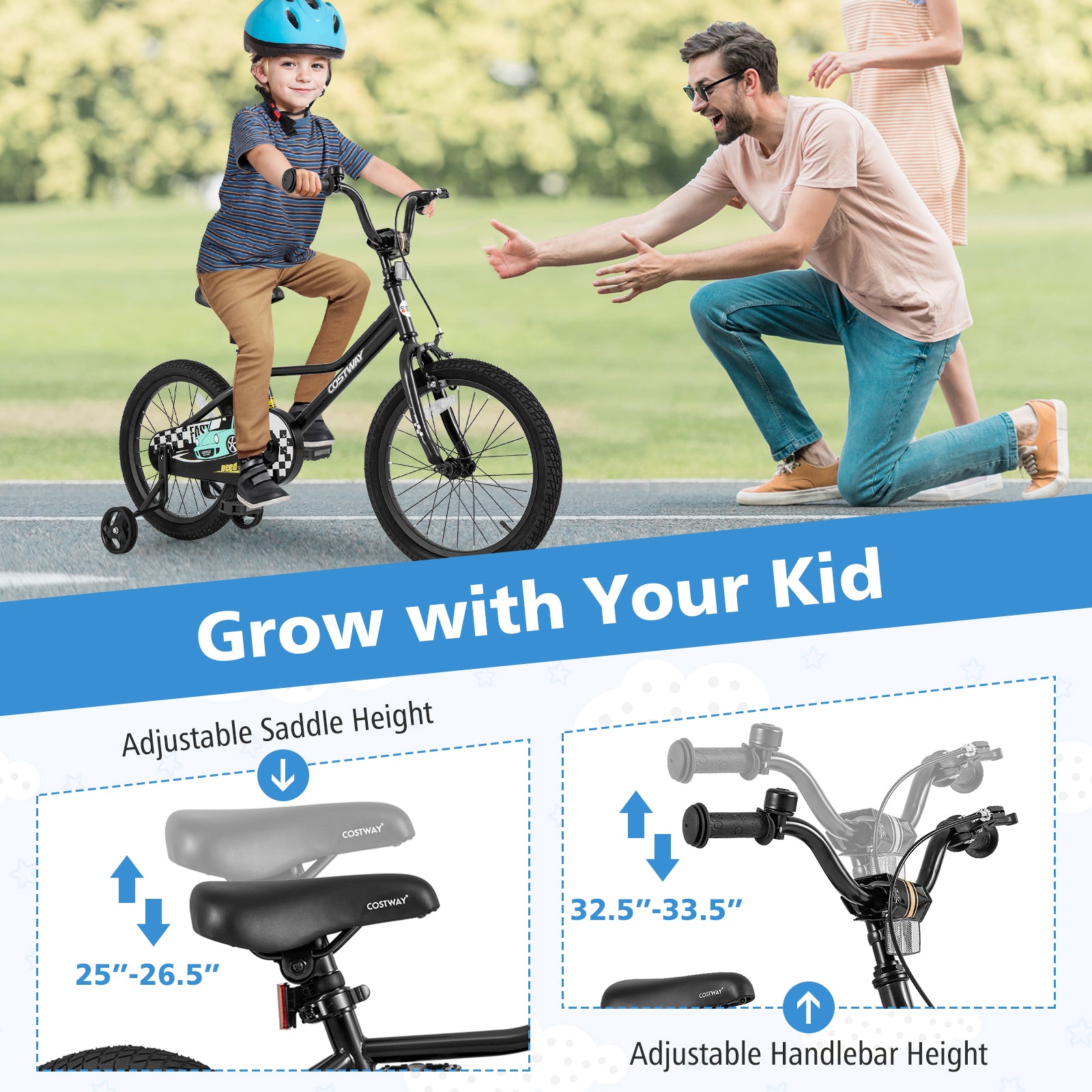 18 Inch Kids Bike Adjustable for 4-8 Years Old with Low-Step Frame, Black Kids Bike at Gallery Canada