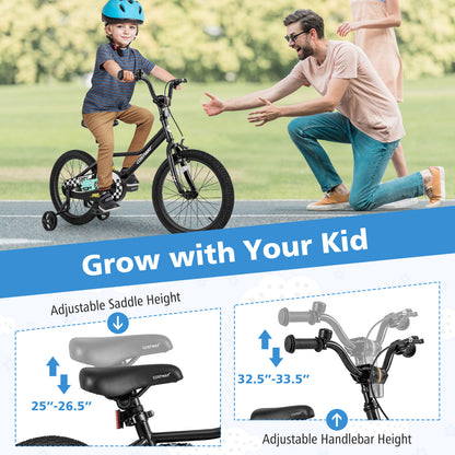 18 Inch Kids Bike Adjustable for 4-8 Years Old with Low-Step Frame, Black Kids Bike at Gallery Canada