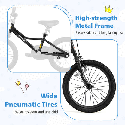 18 Inch Kids Bike Adjustable for 4-8 Years Old with Low-Step Frame, Black Kids Bike at Gallery Canada