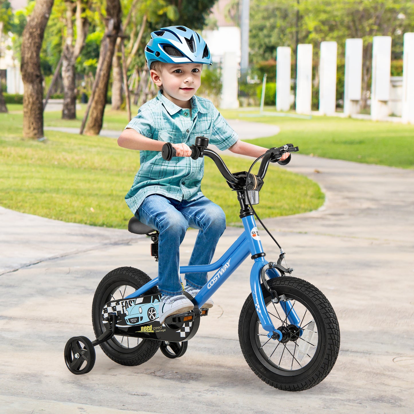 12 Inch Kids Bike with Removable Training Wheels for Aged 3-4 Years Old, Blue Kids Bike at Gallery Canada