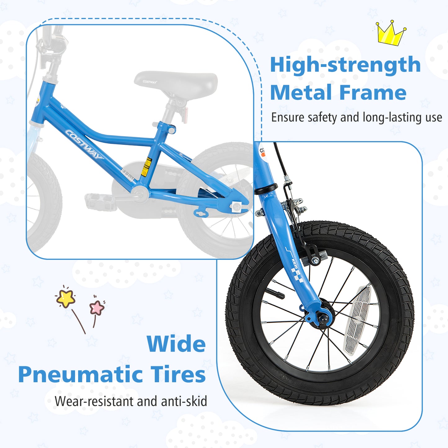 12 Inch Kids Bike with Removable Training Wheels for Aged 3-4 Years Old, Blue Kids Bike at Gallery Canada