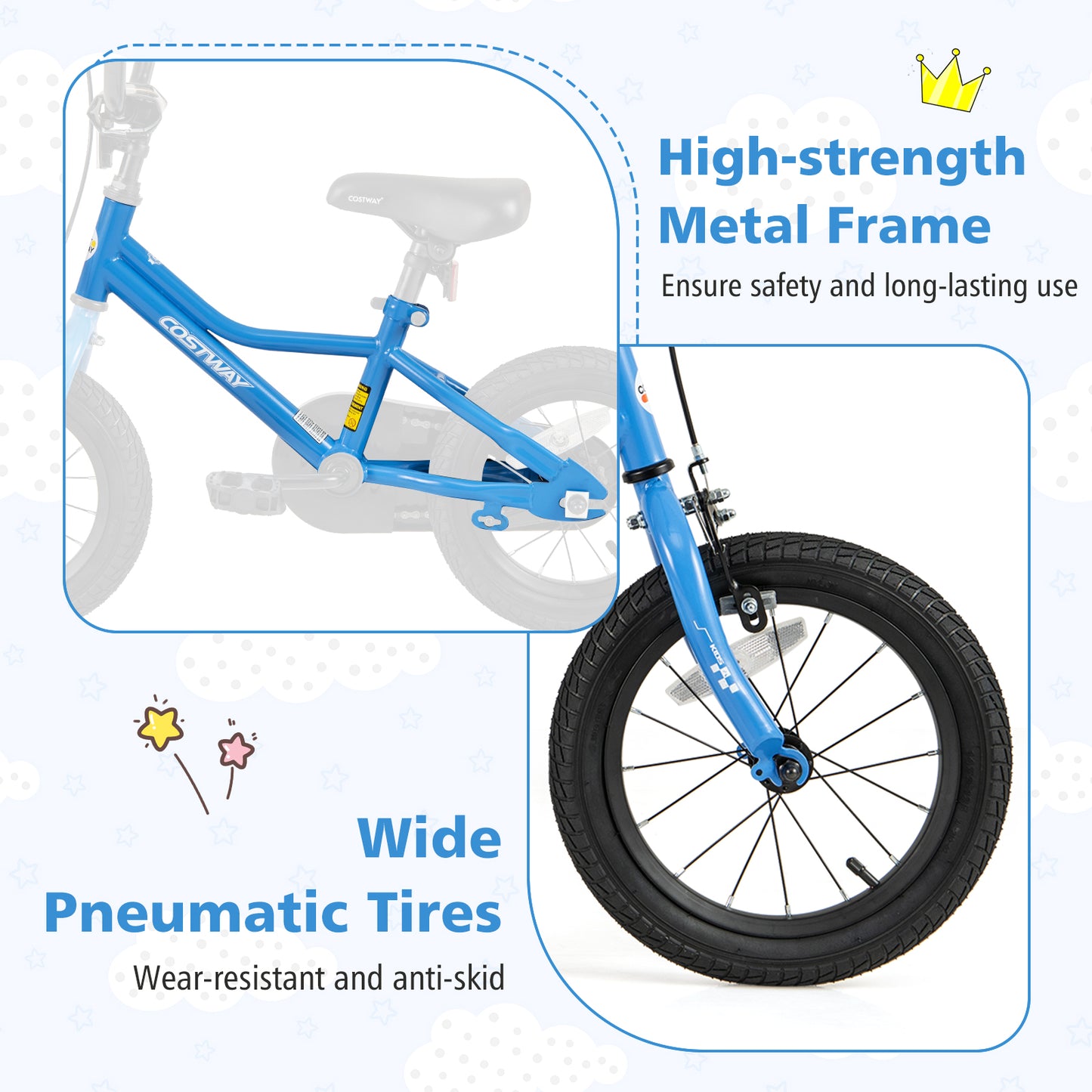 14 Inch Kids Bike with Removable Training Wheels for Aged 3-5 Years Old, Blue Kids Bike at Gallery Canada