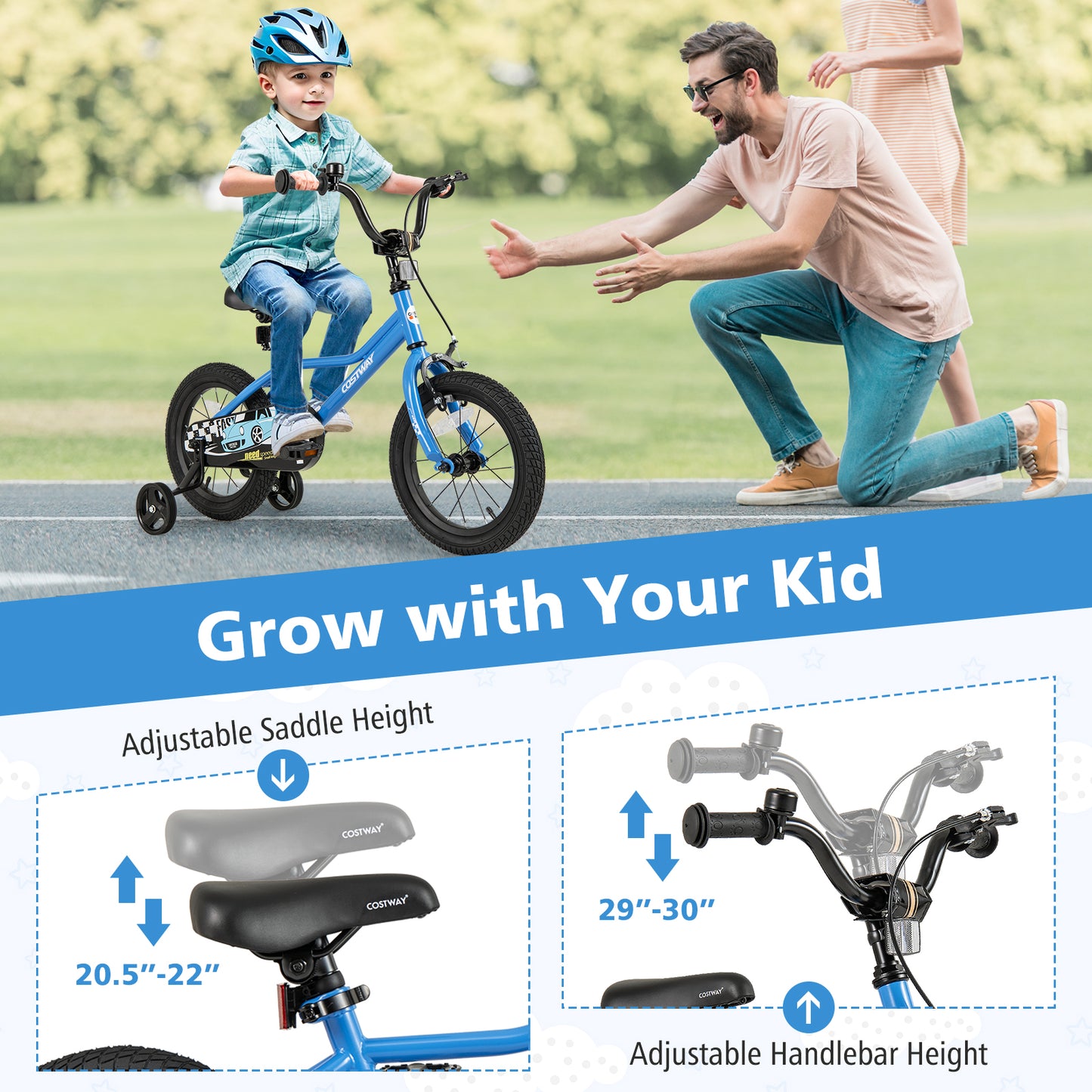 14 Inch Kids Bike with Removable Training Wheels for Aged 3-5 Years Old, Blue Kids Bike at Gallery Canada