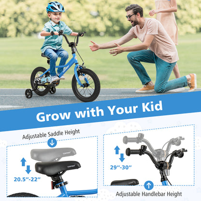 14 Inch Kids Bike with Removable Training Wheels for Aged 3-5 Years Old, Blue Kids Bike at Gallery Canada