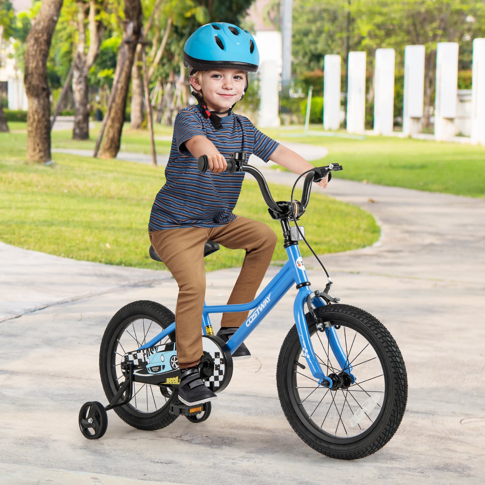 16 Inch Kids Bike with Removable Training Wheels for Aged 4-7 Years Old, Blue Kids Bike at Gallery Canada