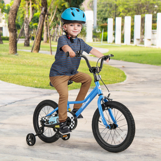 16 Inch Kids Bike with Removable Training Wheels for Aged 4-7 Years Old, Blue Kids Bike Blue at Gallery Canada