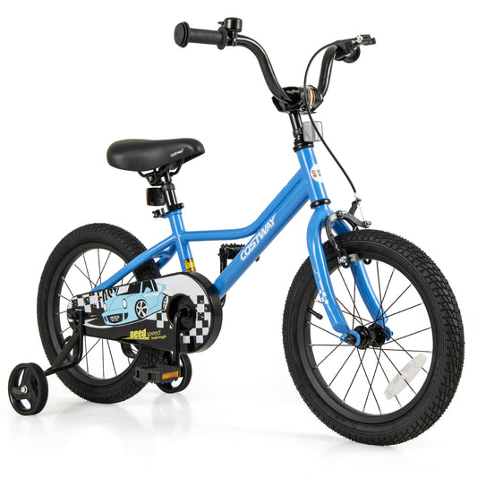 16 Inch Kids Bike, Removable Training Wheels, Ages 4-7, Blue Kids Bike Blue at Gallery Canada