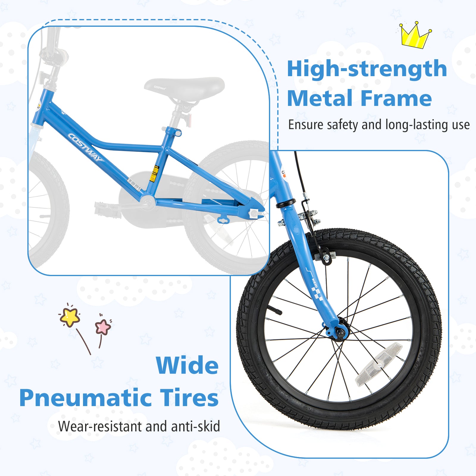 16 Inch Kids Bike with Removable Training Wheels for Aged 4-7 Years Old, Blue Kids Bike at Gallery Canada