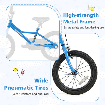 16 Inch Kids Bike with Removable Training Wheels for Aged 4-7 Years Old, Blue Kids Bike at Gallery Canada