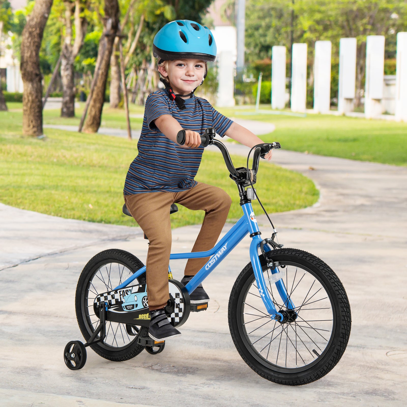18 Inch Kids Bike with Removable Training Wheels for Aged 4-8 Years Old, Blue Kids Bike at Gallery Canada