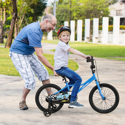 18 Inch Kids Bike with Removable Training Wheels for Aged 4-8 Years Old, Blue Kids Bike at Gallery Canada